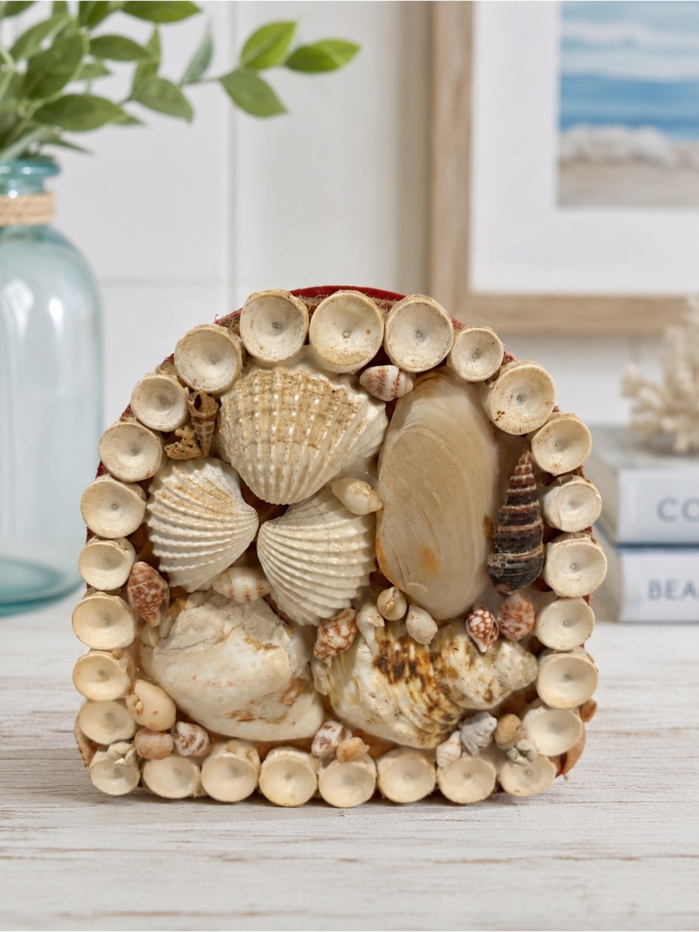 Vintage seashell napkin/letter holder